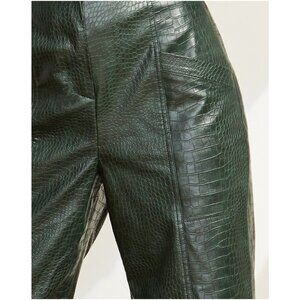 Veronica Beard "Kita" Croc Embossed Faux Leather Pants | Green | Sz 4 | Vegan